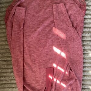 Pink Long Sleeve Top with Lace Detail